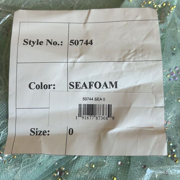 Mac Duggal 50744  V Neck Empire Sleeve High Low Dress Asymmetrical Ruffles - Picture 5 of 5